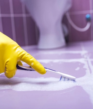 cleaning toilet