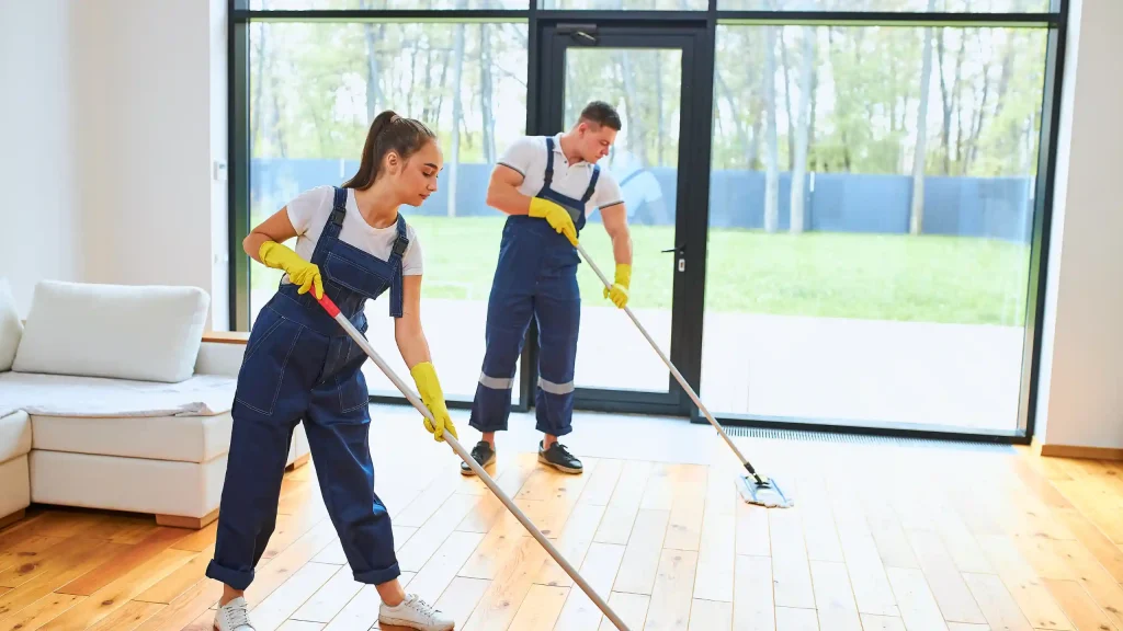Cleaners working