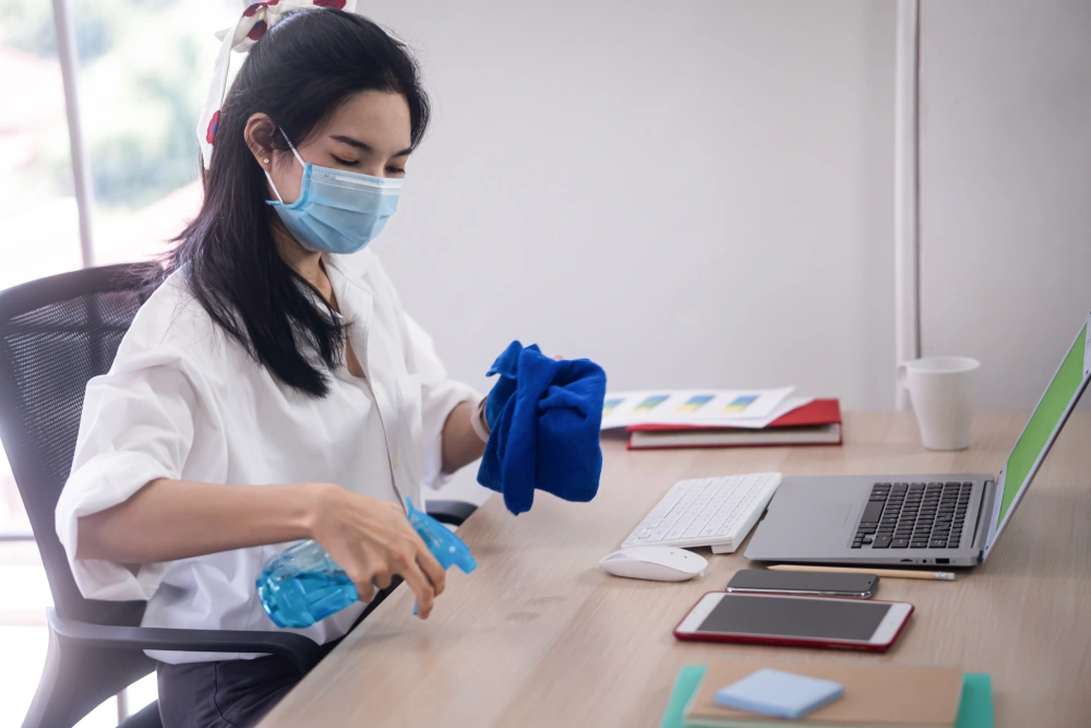sanitising the office