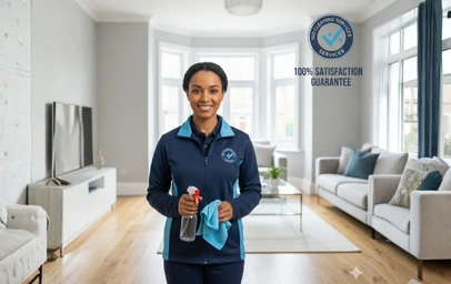 a happy domestic cleaner